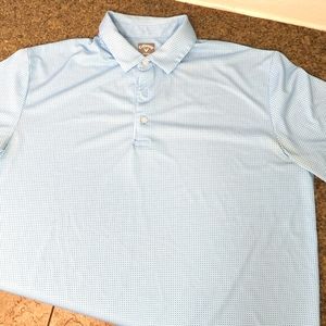 Callaway Men's golf shirt light aqua blue white checkered design size XL